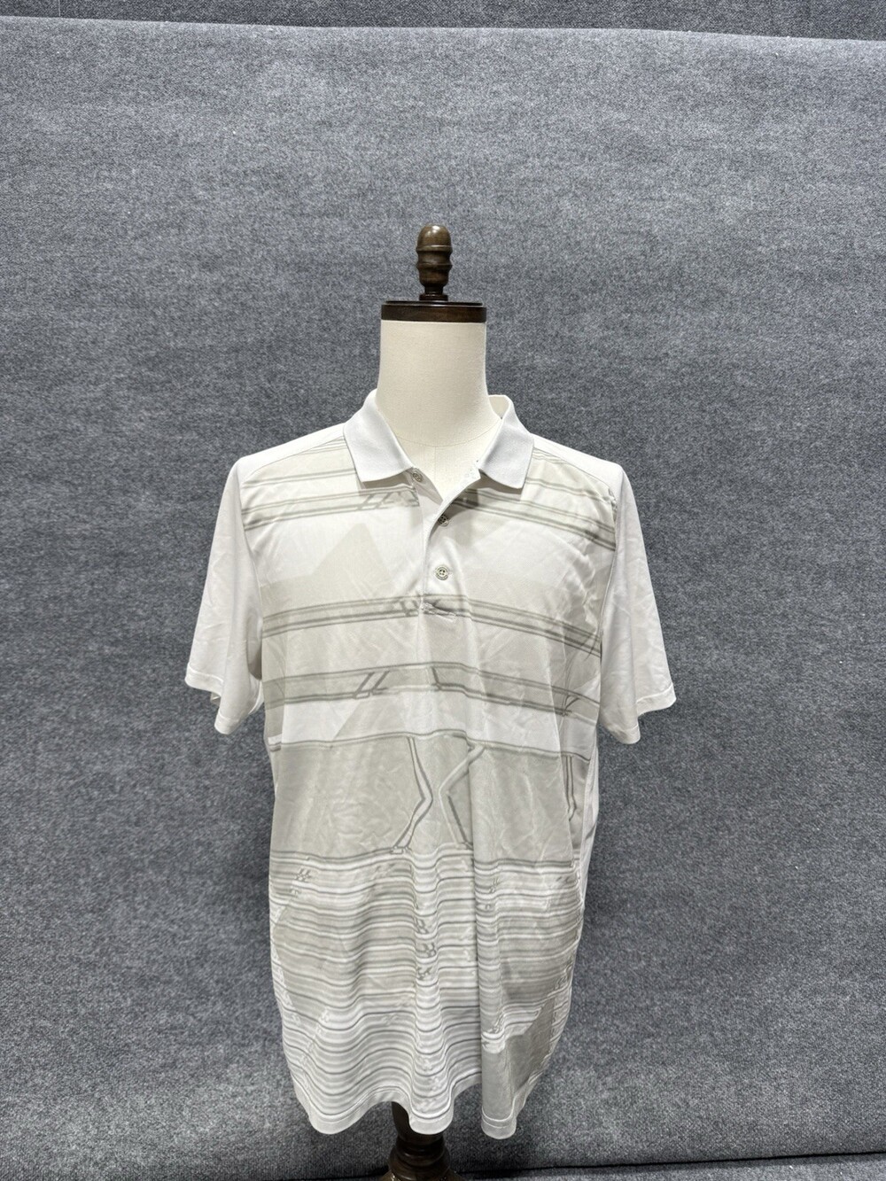 Oakley Menâs XL Regular Fit White Gray Graphic Golf Polo Shirt O Hydrolix
